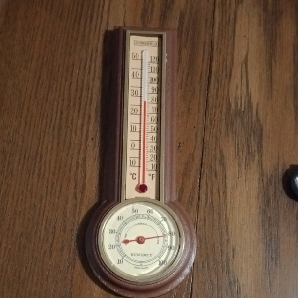 Vintage Brown Plastic Thermometer with Humidity Gauge